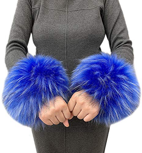 Asudaro Winter Warme Wrist Band Cuffs Wärmer Handschuhe Fell Pelz Stulpen Armstulpen Manschetten Fellstulpen Pulswärmer Faux Pulswärmer Manschetten für Damen Mädchen