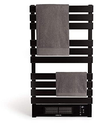 CREATE/WARM TOWEL PRO 500-1500W / Badheizkörper Schwarz mit Heizstrahler und Fernbedienung / 101x13x55cm / WLAN, geringer Verbrauch
