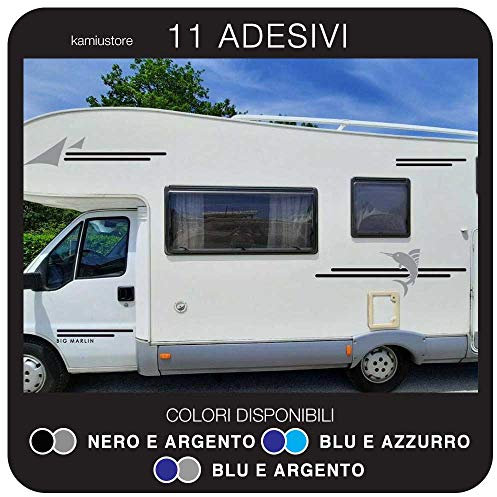 Adesivo Elnagh Big Marlin per camper in vinile prespaziato - Kit 11 adesivi componibili - Kamiustore