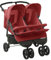 vidaXL Geschwisterwagen mit Frontstoßstange Korb Zusammenklappbar Verstellbar Kinderwagen Zwillingswagen Zwillingsbuggy Buggy Rot Stahl