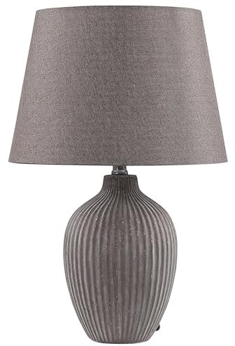 Beliani Klassische Tischlampe Lampenschirm aus Leinen keramischer Lampenfuß braun Fergus