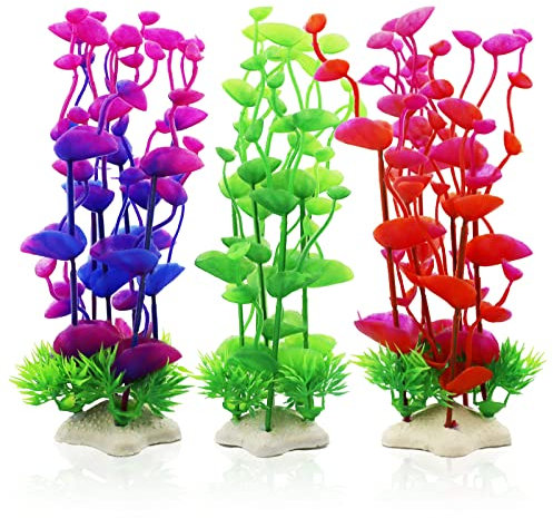 LAMXD Piante Artificiali Acquario Piante Acquario Decorazione Piante Plastica per Acquari Piante Acquari Alte Piante Acquatiche Ornamenti Artificiali per Tutti I Pesci - 3 Colori