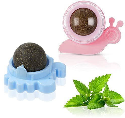 vsshe Katzenminze Balls für Katze, 2 Stück Natürliche Katzenminze Bälle Spielzeug für Katzen Lecken Drehbare Katzenminze Spielzeug Katzenminze Spielzeug Wandroller für Katze Catnip Balls Toys