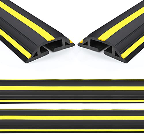 Eapele 10 ft Floor Cable Cover Protector, Heavy Duty PVC Duct Easy to Unroll, Prevent Trip Hazard for Outdoor Settings (2pcs)