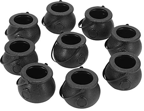 WETG 10 Pezzi Nero Calderone Porta Caramelle Pentola Manico Secchiello per Caramelle di Bollitore Calderone Nero Strega per
