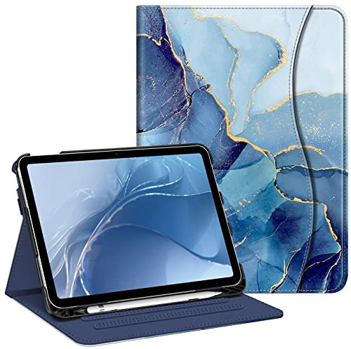 FINTIE Case for iPad (A16) 11th Generation 11 Inch (2025), iPad 10th Generation 10.9 Inch (2022), Multi-Angle Viewing Stand Cover w/Pencil Holder & Pocket, Auto Sleep/Wake, Ocean Marble