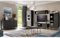 Wohnzimmer Möbel Komplett Set inkl. LED Glasbodenbeleuchtung in Esche schwarz Nb., Sideboard, Vitrinenschrank, Wandschrank, TV Lowboard, Highboard, Couchtisch Set