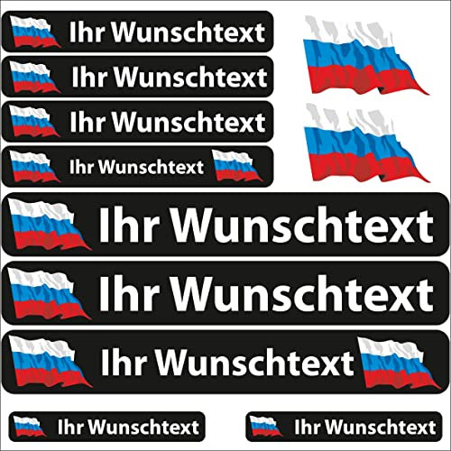 INDIGOS UG Fahrrad Aufkleber Russland - 13 Fahnenaufkleber wehend - Sticker selbst gestalten - Autoaufkleber- Motorrad - Namensaufkleber wasserfest personalisiert - Wunschtext
