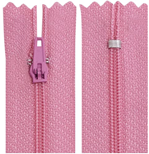 AERZETIX - C63252-10er-Pack Spiralreißverschlüsse Nr. 3 - Nicht trennbar 20 cm aus Nylon - selbstblockierender Schieber aus Metall - Kleidung nähen Hosen kurzwaren - Farbe rosa
