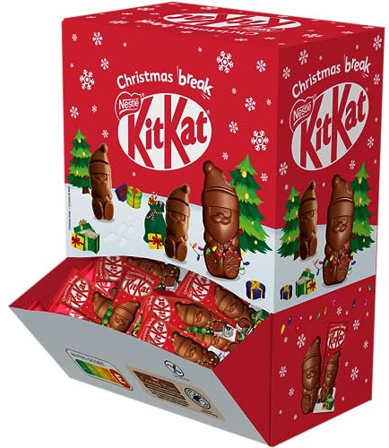 KitKat - Mini Père Noël Chocolat au Lait - Présentoir de Mini Figurines emballées individuellement - 1 kg