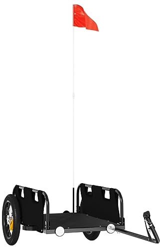 vidaXL Remorque de vélo Noir Tissu Oxford et Fer, Chariot de vélo, Chariot de vélo, remorque de vélo pour Enfants, Poussette de vélo