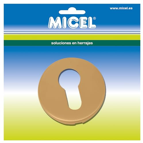 MICEL - 17266 - Bocallave de seguridad para cerraduras de puertas, con forma de Pera, de Acero Inoxidable, Acabado en PVD, Diámetro ø 53 mm, Grosor 10 mm, 53 x 53 x 10 mm
