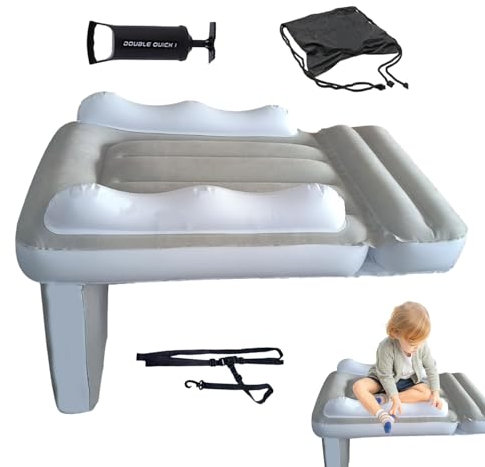 HUNYA Inflatable Airplane Bed for Kids, Car Mattress for Back of Cars, Toddler Travel Bed, Lightweight Airplane Seat Extender, Portable Blow Up Mattress for Car Seat