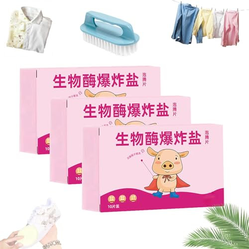 HOPASRISEE Multifunktionale Bioenzym-Reinigungstabletten, Multifunktionale Bio-Enzym-Reinigungstabletten, leistungsstarke Bio-Enzym-Reinigungstabletten zur Fleckenentfernung (3 Box)