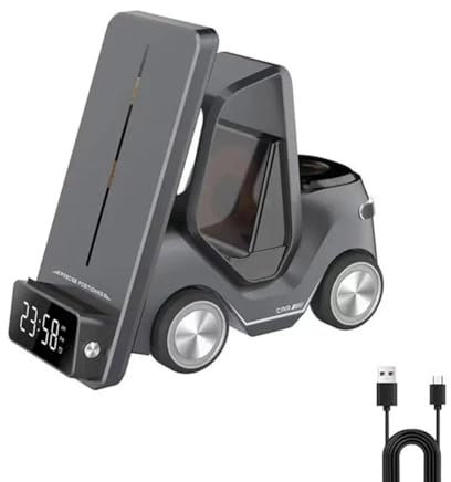 Cikiki Cargador inalámbrico para iPhone 14 13 12 15 W estación de carga rápida para Apple Watch Auriculares nocturnos Hol con luz de cargador de reloj