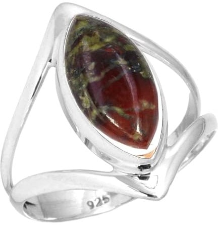 Jeweloporium 925 Silber Ringe für Damen Mehrfarbig Natürlich Drachenblut-Jaspis Edelstein Mode Silber Ringe Größe 60(19.1) Freundschaftstag Geschenk Boho Schmuck