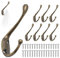 GOTRUST 8pcs Crochet de Manteau Murale Vintage Bronze, Crochets de Mural Rétro Double Métal, Crochets Muraux Patère avec 32 Vis, Crochet Métal de Porte Chapeau pour Mural Salle de Bain Cuisine
