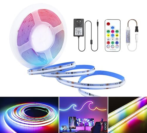 Arotelicht FCOB LED Streifen RGBIC 24V COB 3M Kit Flexible Hohe Dichte LED-Strip SPI WS2811 576LEDs/m IP20 Chasing Farbe Farbwechsel Led Lichtleiste DIY Dekoration Inklusive Controller&Netzteil
