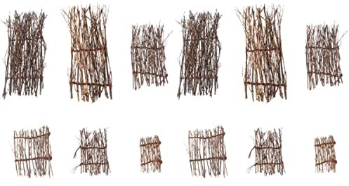 Lot de 12 clôtures japonaises en bambou pour décoration de sushis - Décoration de clôture japonaise en paille japonaise - Clôture de jardin en bambou japonais - Panneaux de clôture pour plantes