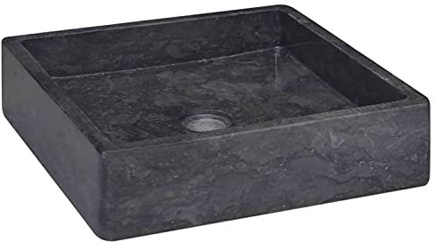 Sufrk Lavabo mármol Negro 40x40x10 cm Lavabo sobre Encimera Negro