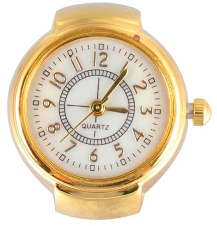 WOFASHPURET Ringquarzuhr, Fingeruhr Herren, Runde Ringuhr Damen Digitale Quarzuhr Uhrenring Gold