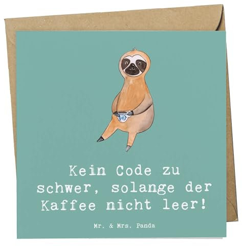 Mr. & Mrs. Panda Deluxe Karte Code und Kaffee - Geschenk, Programmierung, Berufsleben, Programmierer, Software, Computersysteme, Grußkarte, Berufe,