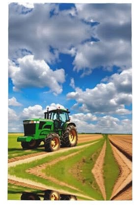 Das supersaugfähige Handtuch mit Traktor unter blauem Himmel und weißen Wolken ist sehr geeignet für unordentliche Küche und trockenes Geschirr.