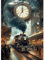 AIRDEA Bahnhof Diamond Painting Erwachsene, DIY 5D Uhr Diamant Painting Bilder, Bastelset Erwachsene Frauen als Haus Wanddeko 30x40 cm