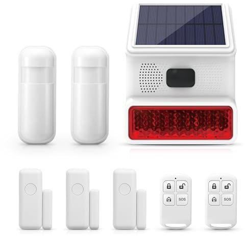 Clouree 433MHz Wireless Waterproof Siren Home Security Kit with PIR Motion Sensor,Door/Window Sensors,and Remote Control (Connectable to Clouree Alarm Hosts or Directly to Sensors)