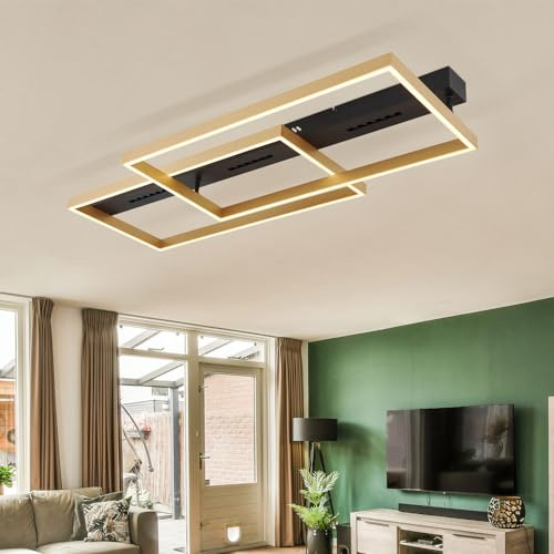 Ceiling Light LED Ceiling Light Living Room Lamp Metal Gold Step Switch L 90 cm