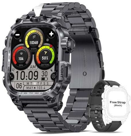 Nemheng Smartwatch für Männer, 2.01 HD Fitness-Uhr für Frauen mit Bluetooth-Anruf, 100+ Sport-Modi, SpO2 Herzfrequenz-Schlaf-Monitor, Smart Watches für iPhone Android
