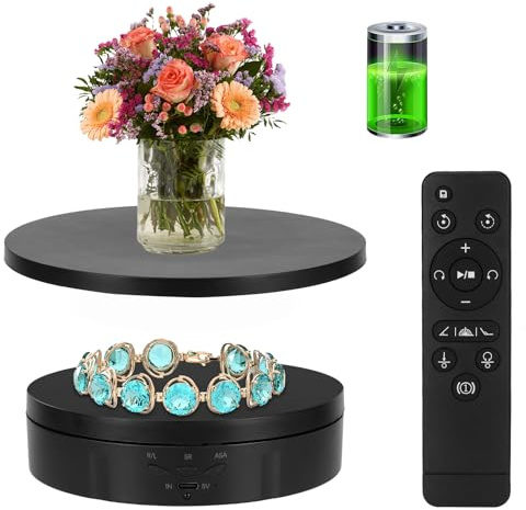 2 in 1 Motorized Rotating Display Stand with 5.74 /8.66 inch Replacement Cover, Remote Control 360 Degree Electric Turntable Display Stand Max 22lbs Load Auto Lazy Susan for Photography LiveStream
