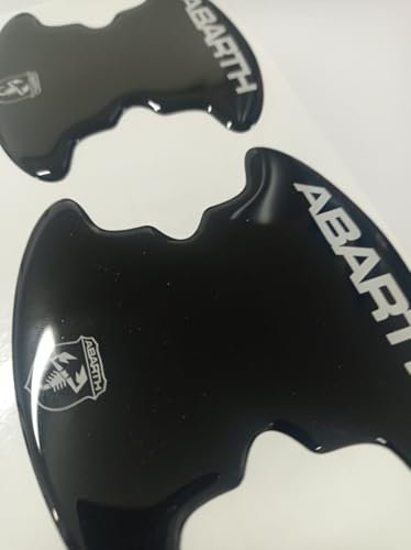 Introvabili. Coppia di Protettivi Antigraffio per Maniglie Auto, pvc resinato adesivo in rilevo effetto 3d sagomato. Compatibili abarth (nero)