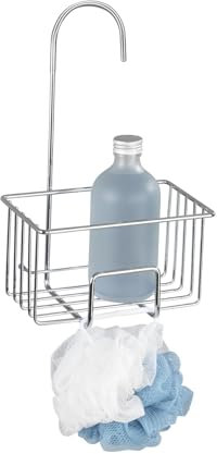 Wenko Carrito de ducha Mod, Milito cesta colgante organizador de baño acero inoxidable brillante estante de ducha cromado 18 x 28.5 x 13 cm plata