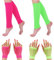 COWANIEE 2 Pairs Neon Leg Warmers+2 Pairs Fishnet Gloves 80s Fancy Dress Costume for Women and Girls (Rose Red, Fluorescent Green)