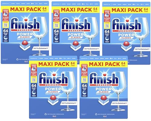 Finish Power Classic Spülmaschinentabs, Maxi Pack, 320 Finish Tabs (5 x 64 Tabs)
