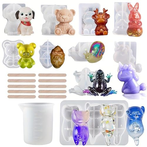 21 PCS 3D Animal Silicone Resin Molds, Epoxy Resin Casting Mold Kits