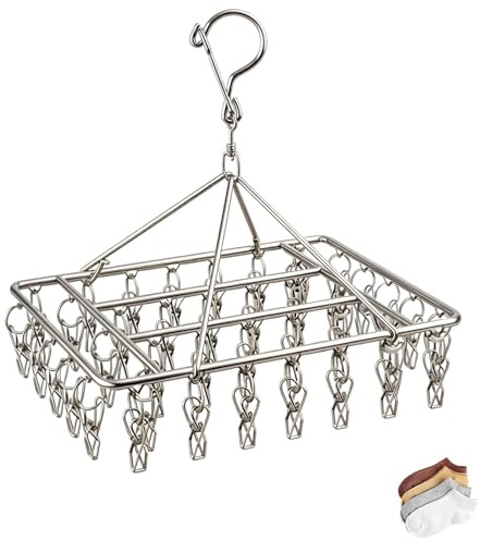 Stainless Steel Sock Hangers for Drying, 40 Pegs Underwear Dryer Hanger | Sock dryer with pegs, sock peg hanger for washing line, sock hanger for washing lines, underwear hanger for washing lines