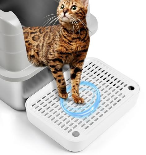 Bartuke Katzentreppe, Katzentoilette Rampenmatte mit Filterfunktion, Katzenklo Stufen für automatische selbstreinigende Roboter Katzentoilette, Ideal für Kätzchen & ältere Katzen(Weiß)