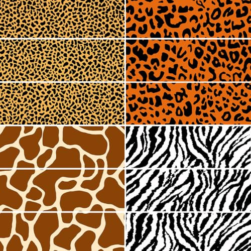 FUNSHOWCASE Safari Tier Essbare Tortenaufleger Tortenband Tortendeko Leopard Gepard Zebra Giraffe 12 Blätter Ränder