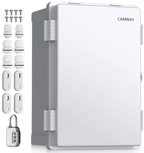 CAMWAY Wasserdichter Verteilerkasten IP67, 30x20x16cm mit Montagezubehör | mit Zahlenschloss, Verstärktes ABS-Material, Einfache Montage, schaltschrank für Innen & außen, Garage, Keller, Unsichtbar