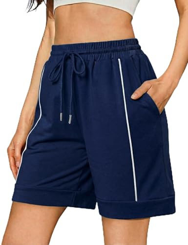 Litherday Pantaloncini Running Donna Cotone Contrasto Blu Scuro XXL