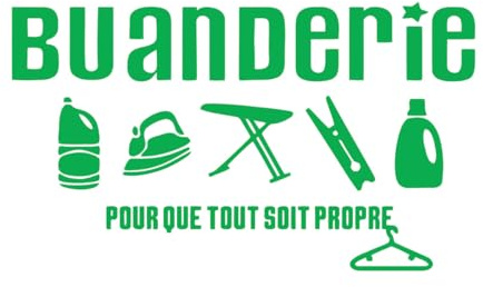 Stickers gravés Buanderie française 30x51.6cm Installation facile Vert