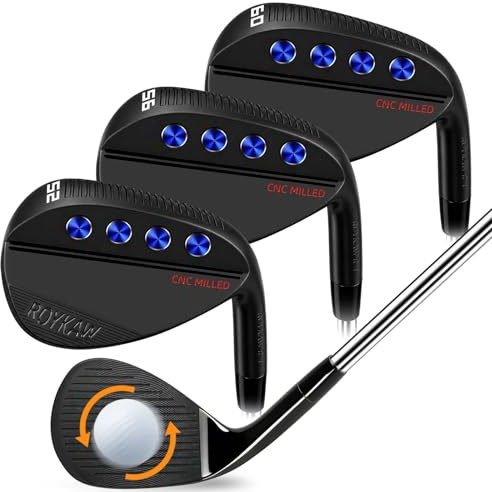 Roykaw Golf Wedge Set, 52 Gap Wedge, 56 Sand Wedge, 60 Lob Wedge, Full CNC Milled Face for Max Backspin, 52 56 60 Golf Wedge Set, Right Hand, 3 PCS