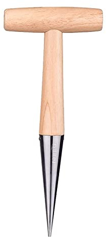 Blumenzwiebel pflanzholz Werkzeuge Traditionelle Gartengeräte Pikierstab die Hand Edelstahl-Pflanzholz Holzgriff Zwiebelpflanzer Pflanzen von Saatgut Blumenzwiebelpflanzer Pflanzholz Blumenzwiebeln