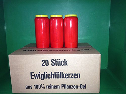20 x Vegane Grabkerzen 100 % Pflanzen Öl Grablicht 7 Tage weiss / rot (weiß)