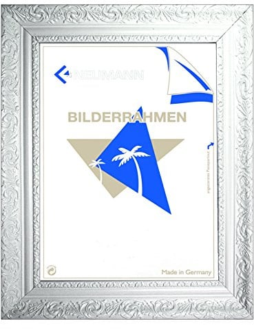 Barockrahmen weiß fein verziert 466 BIA, Wechselrahmen 70x100 cm