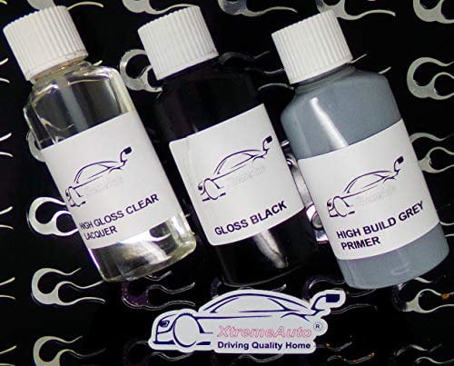 Xtremeauto GLOSS BLACK ALLOY WHEEL TOUCH UP KIT REPAIR KIT PAINT WITH BRUSH CURBING SCRATCH (TOUCH UP, LACQUER & PRIMER)