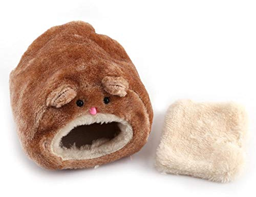 Plüsch Hamster Bett, niedliches Haustier Haus, Winter warm, Schlafen Nest Hideaway Spielzeug für Hamster Meerschweinchen Igel Eichhörnchen Mäuse, Braun