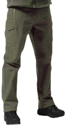 FREE SOLDIER Pantaloni da Lavoro Uomo Pantaloni Sci Termici Pantaloni Trekking Impermeabile Invernali Pantaloni da Caccia Militari Tattici Pantaloni da Neve Softshell Foderati in Pile (Verde,58 Lungo)